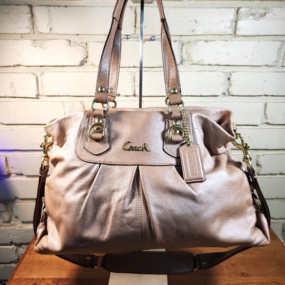 Euc Coach Ashley Gold Leather Rare Shoulder Bag Purse - Picture 2 of 13